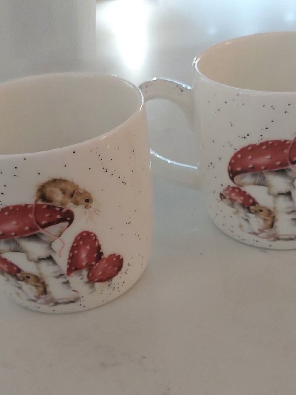 Set of 2 Royal Worcester Wrendale Designs Mugs Fine Bone China Mouse Mushroom - Picture 2 of 3
